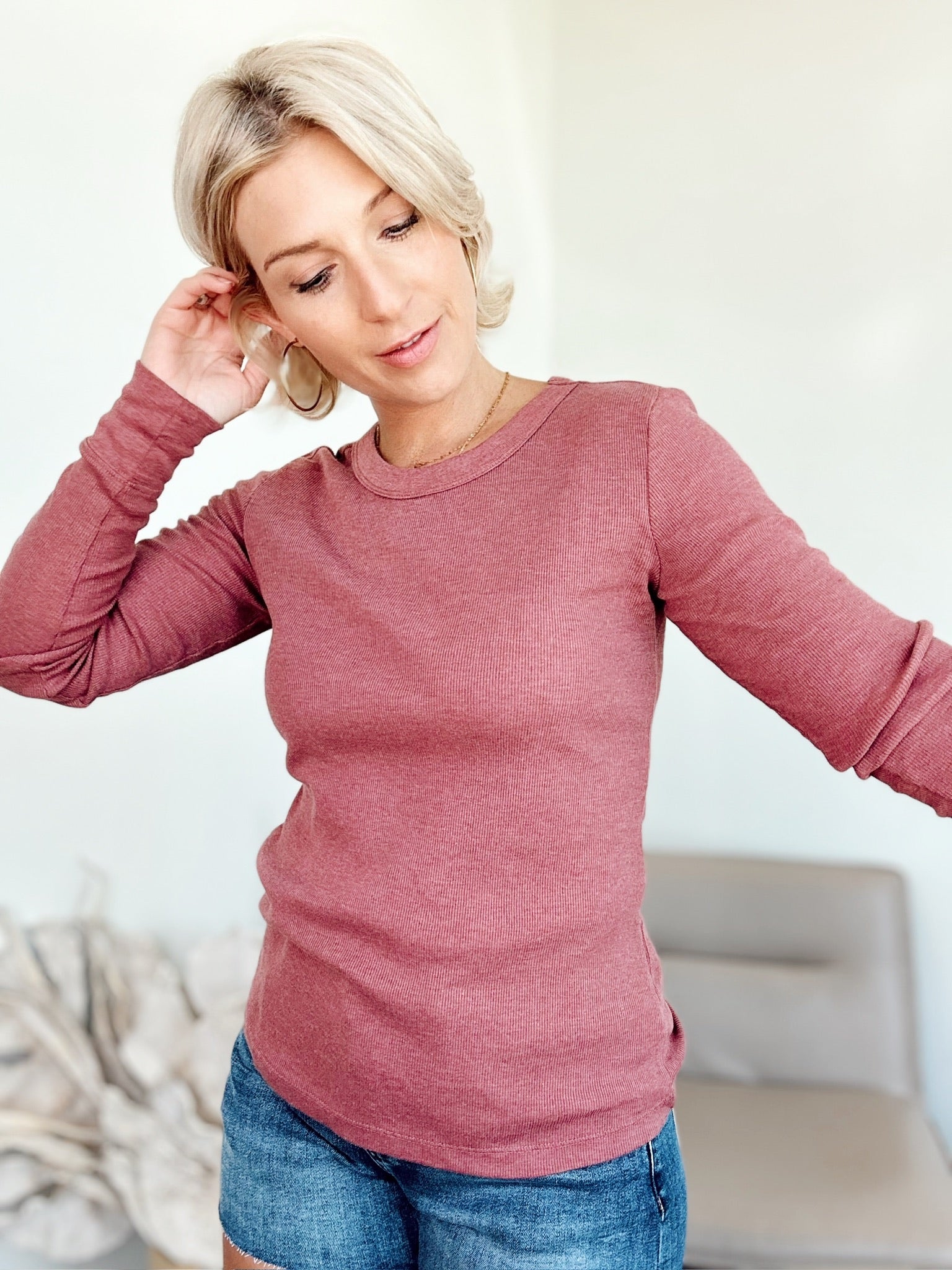 Lana Long Sleeve Top Burgundy