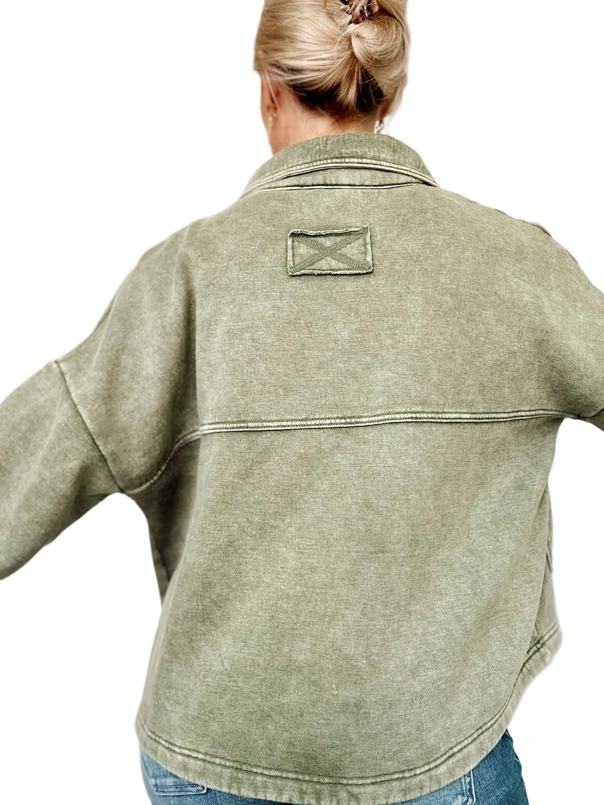 Sybil Fleece Cropped Shacket Lt. Olive