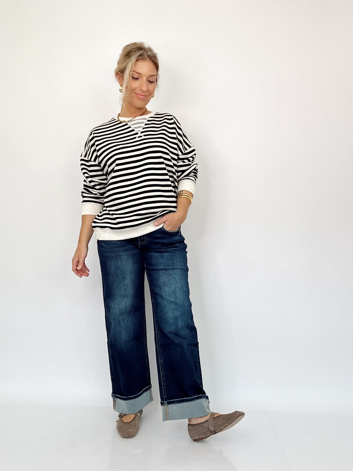 Hadley Striped Pullover Black/H.Grey
