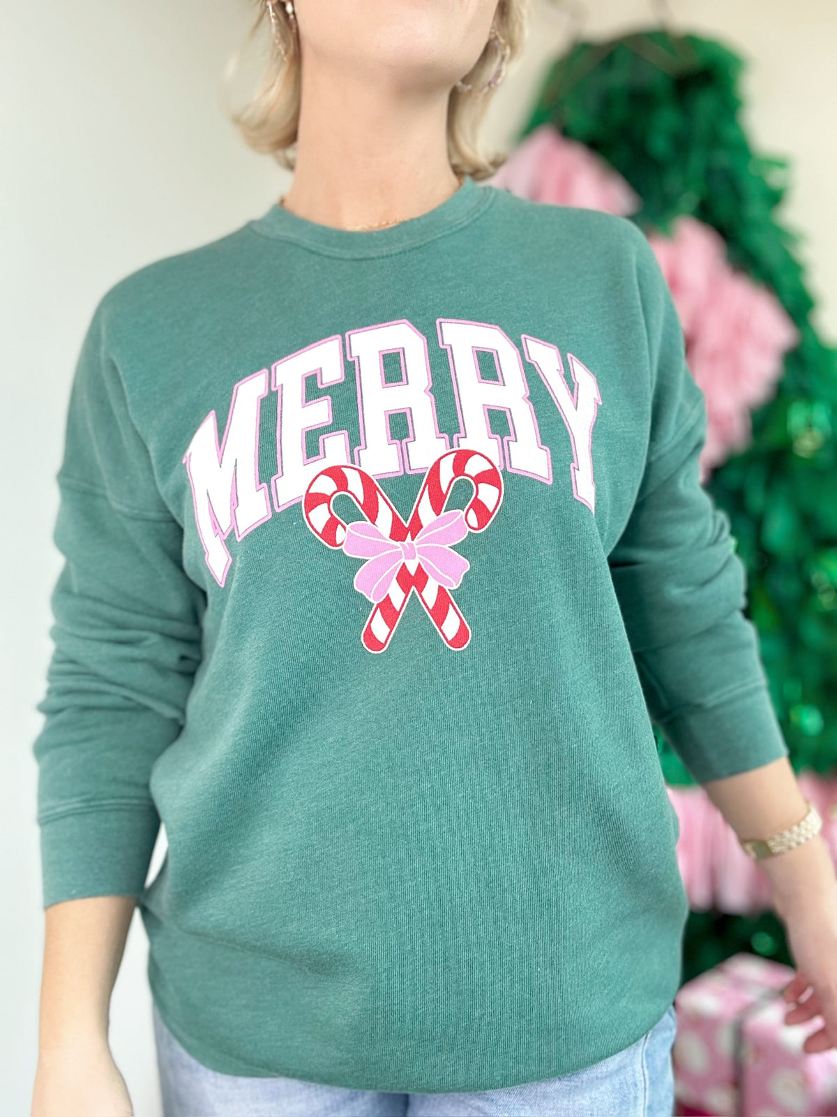Merry Candycane Graphic Sweatshirt