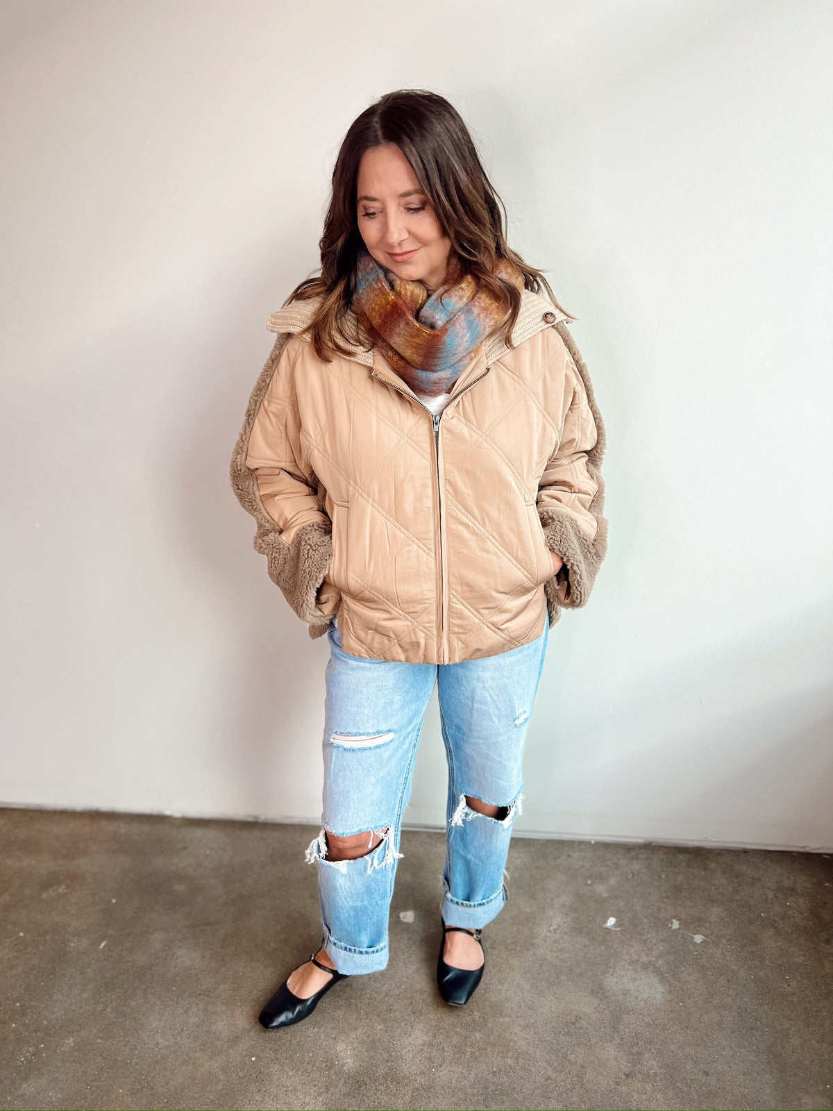 Hillary Quilted Sherpa Combo Jacket