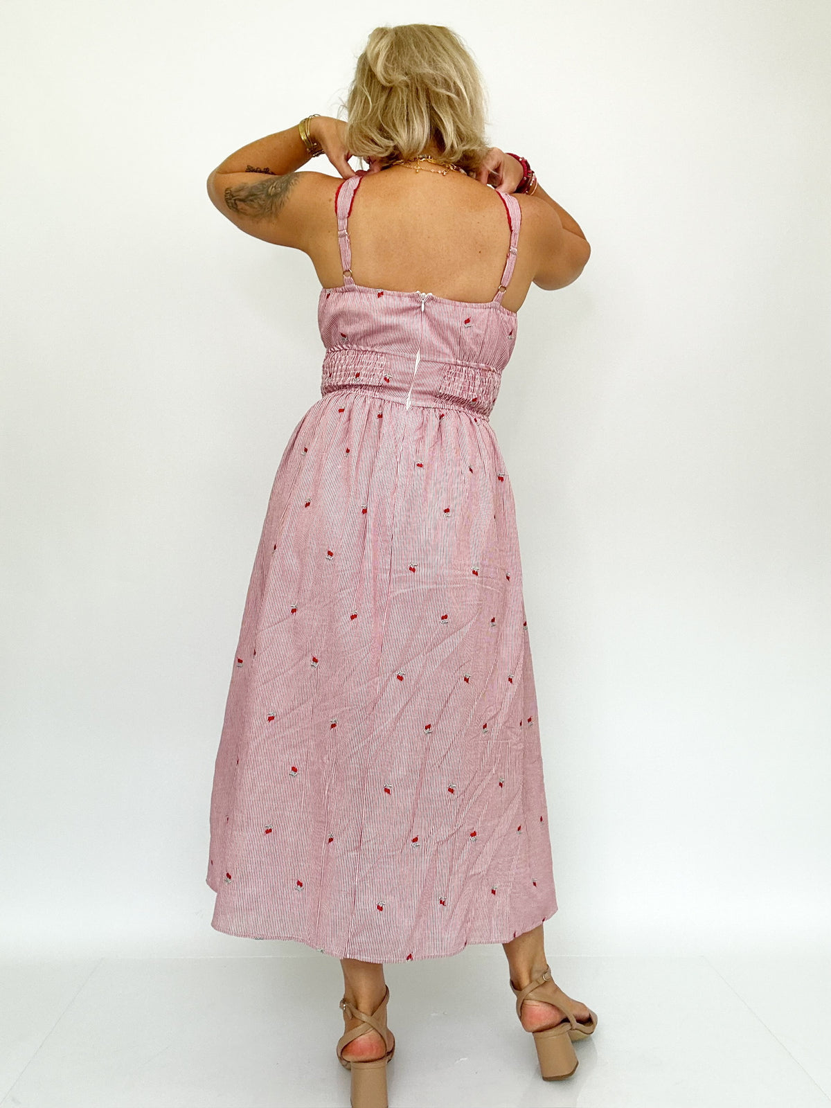 Colleen Stripe &amp; Flower Midi Dress
