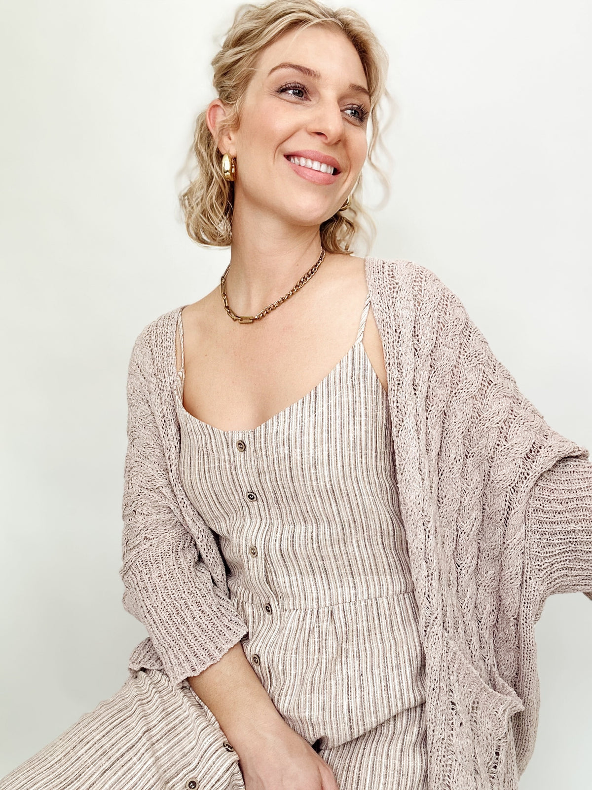 Oaklynn Striped Linen Tank Dress