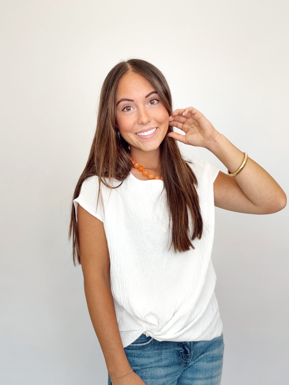 Morgan Twist Hem Top White