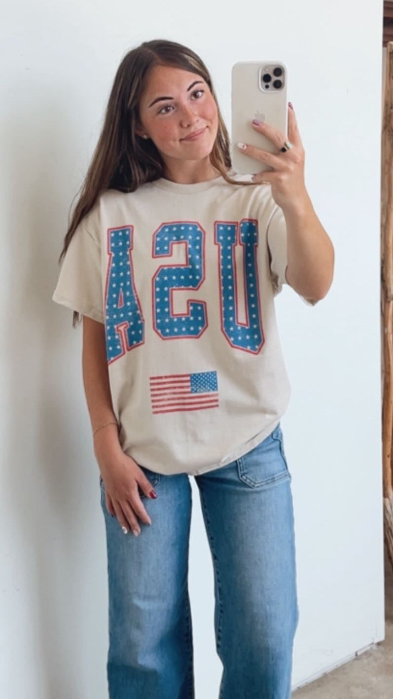 USA Star Detail &amp; Flag Graphic Tee