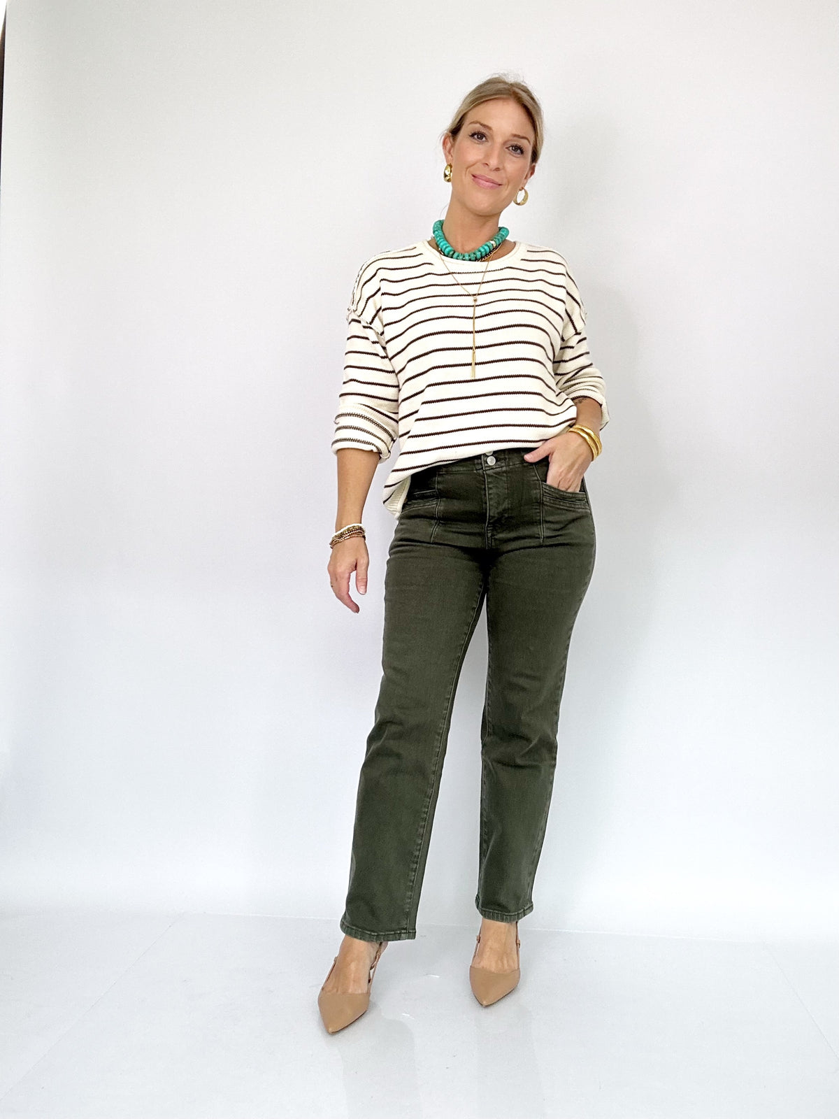 Mandy Mid-rise Straight Jeans Verdant Green