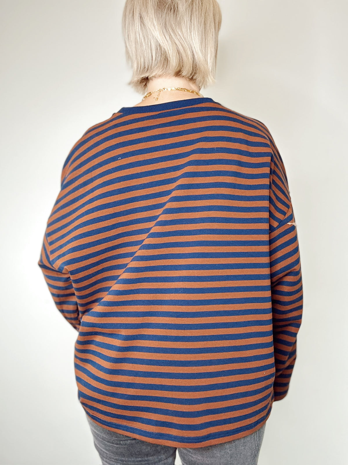 Andie Striped Oversized Top Brown