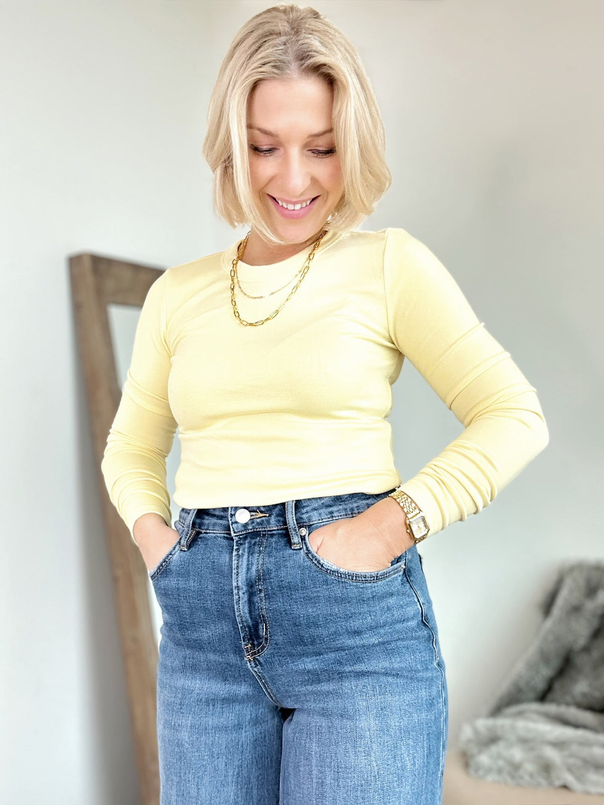 Callista Long Sleeve Top Yellow
