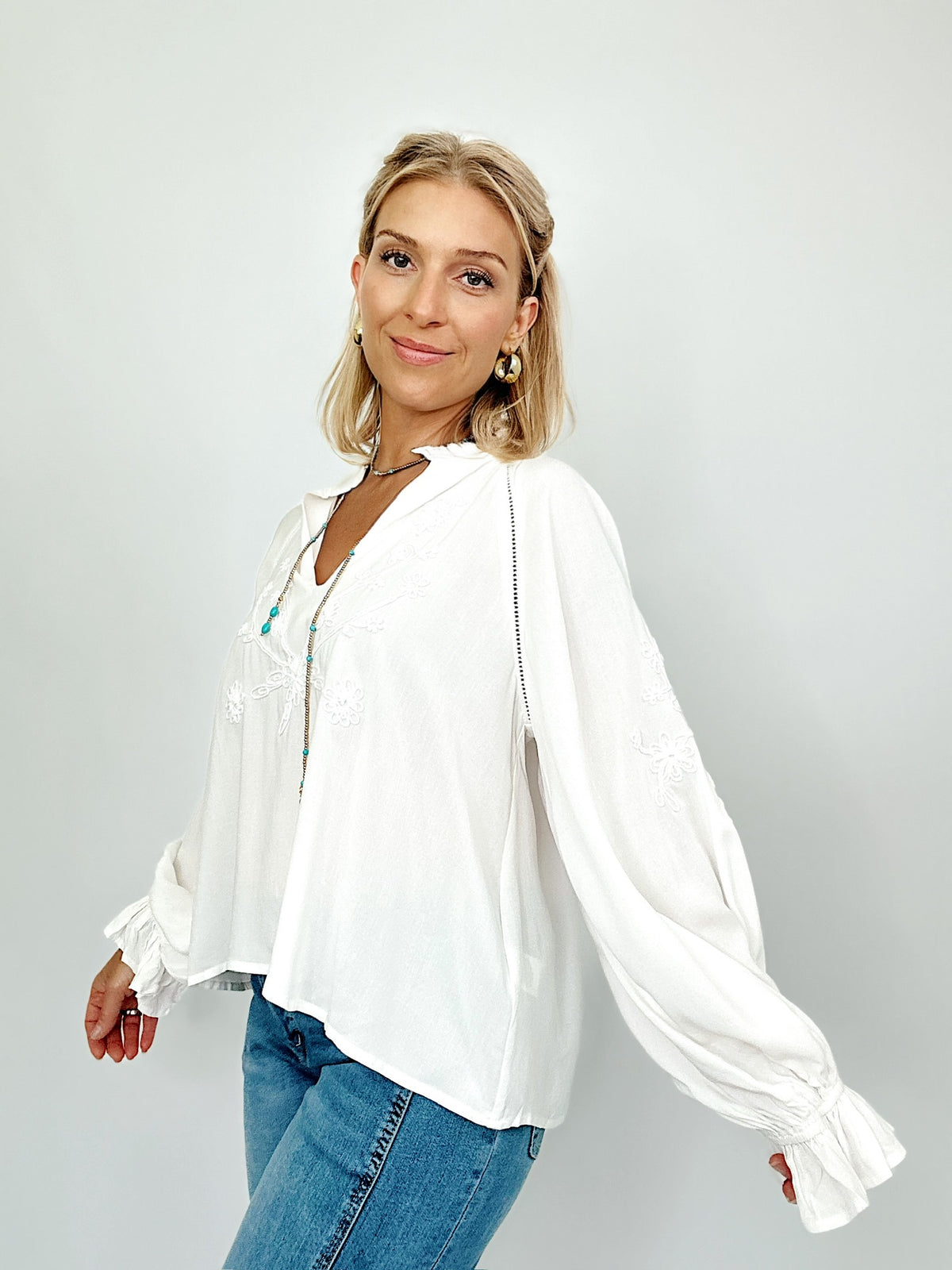 Elana Embroidered Peasant Blouse