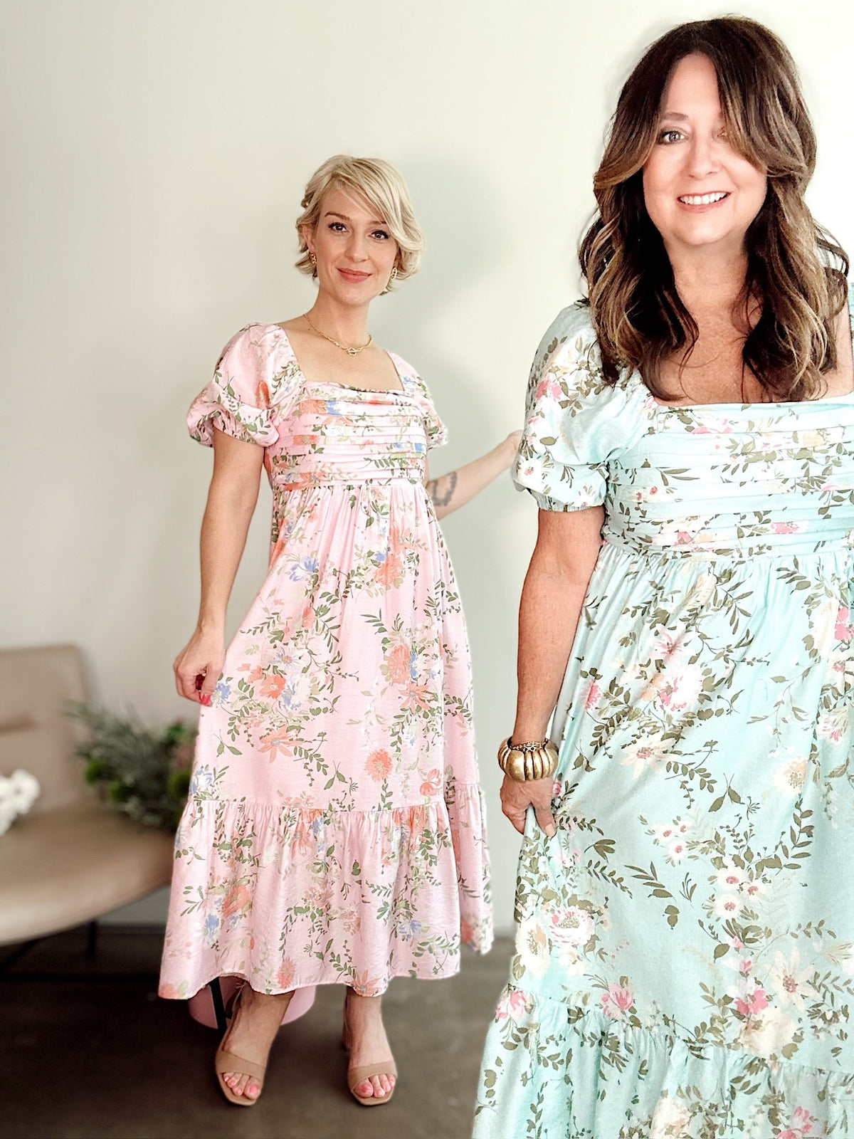 Natasha Floral Midi Dress Mint Multi