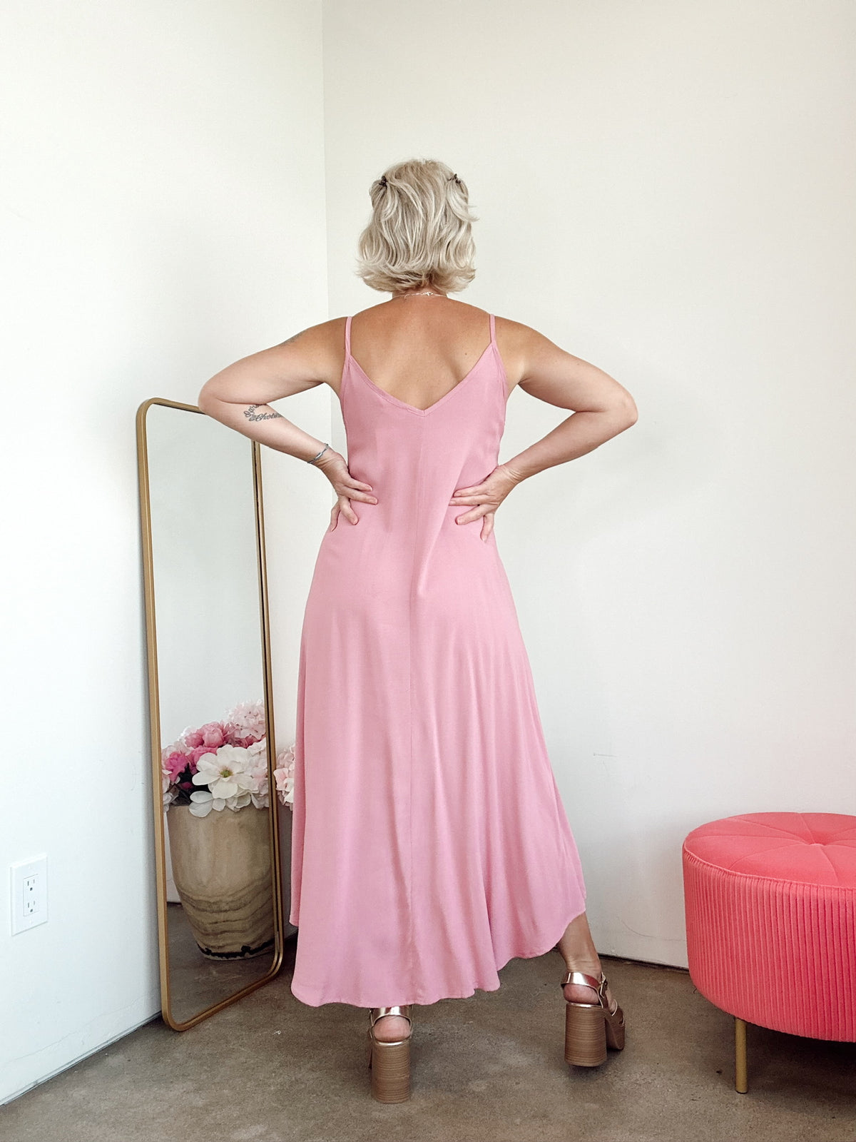 Emme Cami Midi Dress Lt. Rose