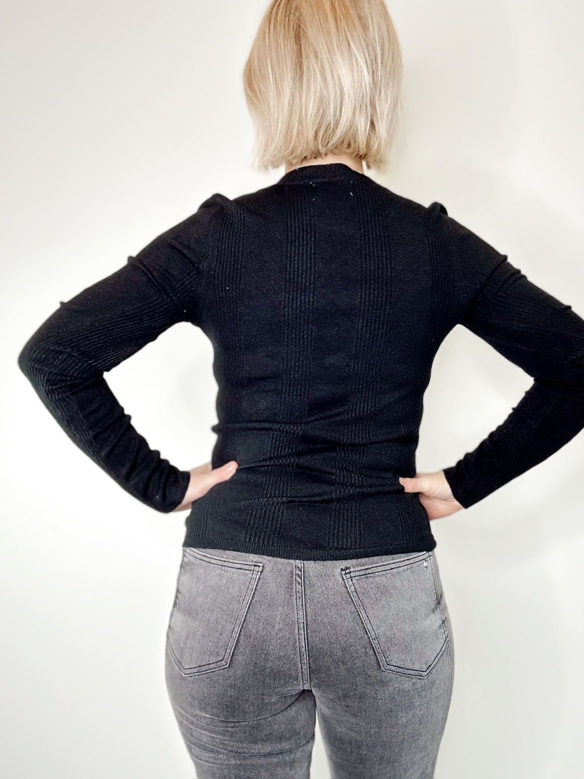 Valerie Patterned Knit Sweater Black