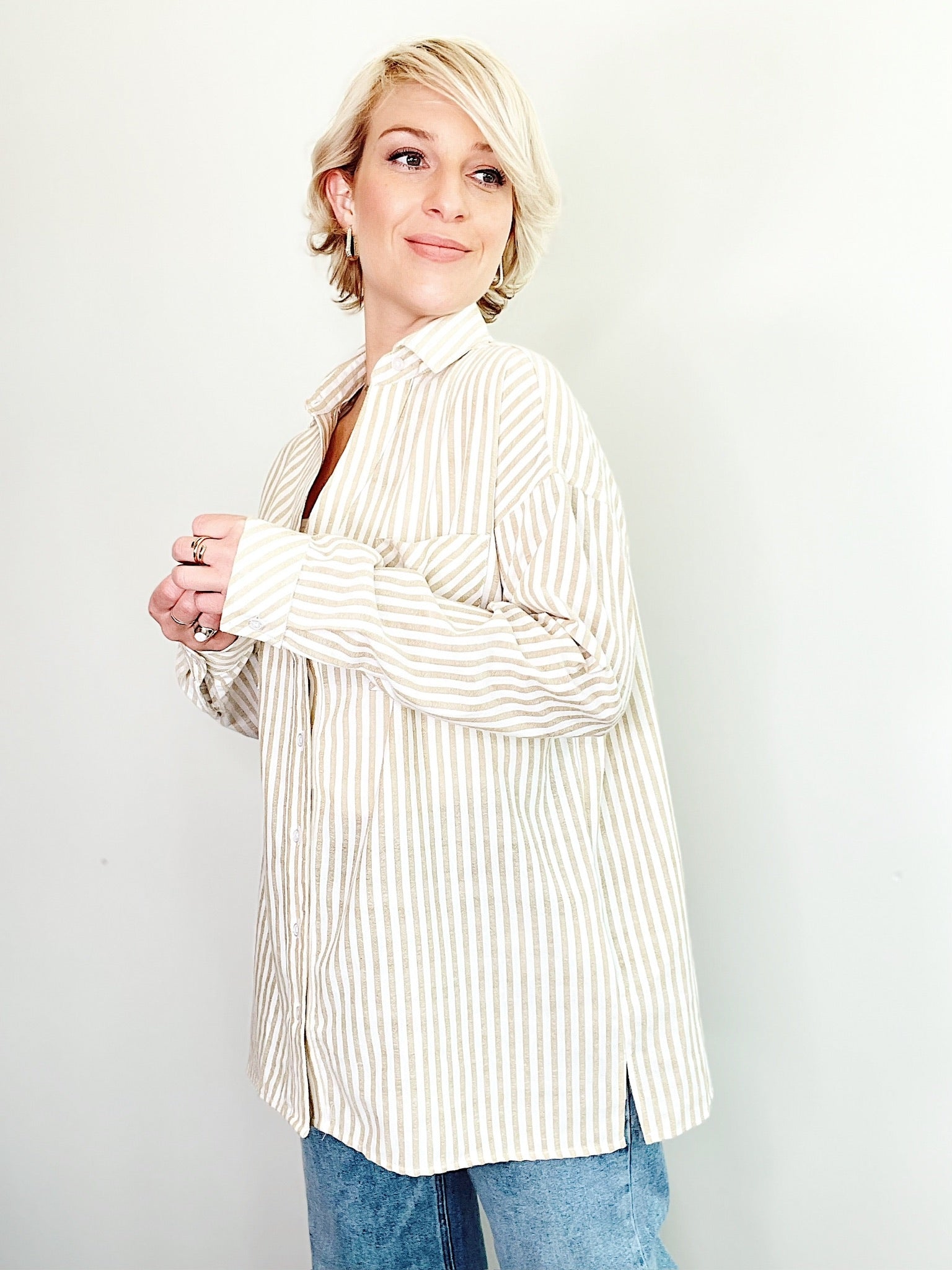 Chelsea Striped Button Down Shirt Mustard