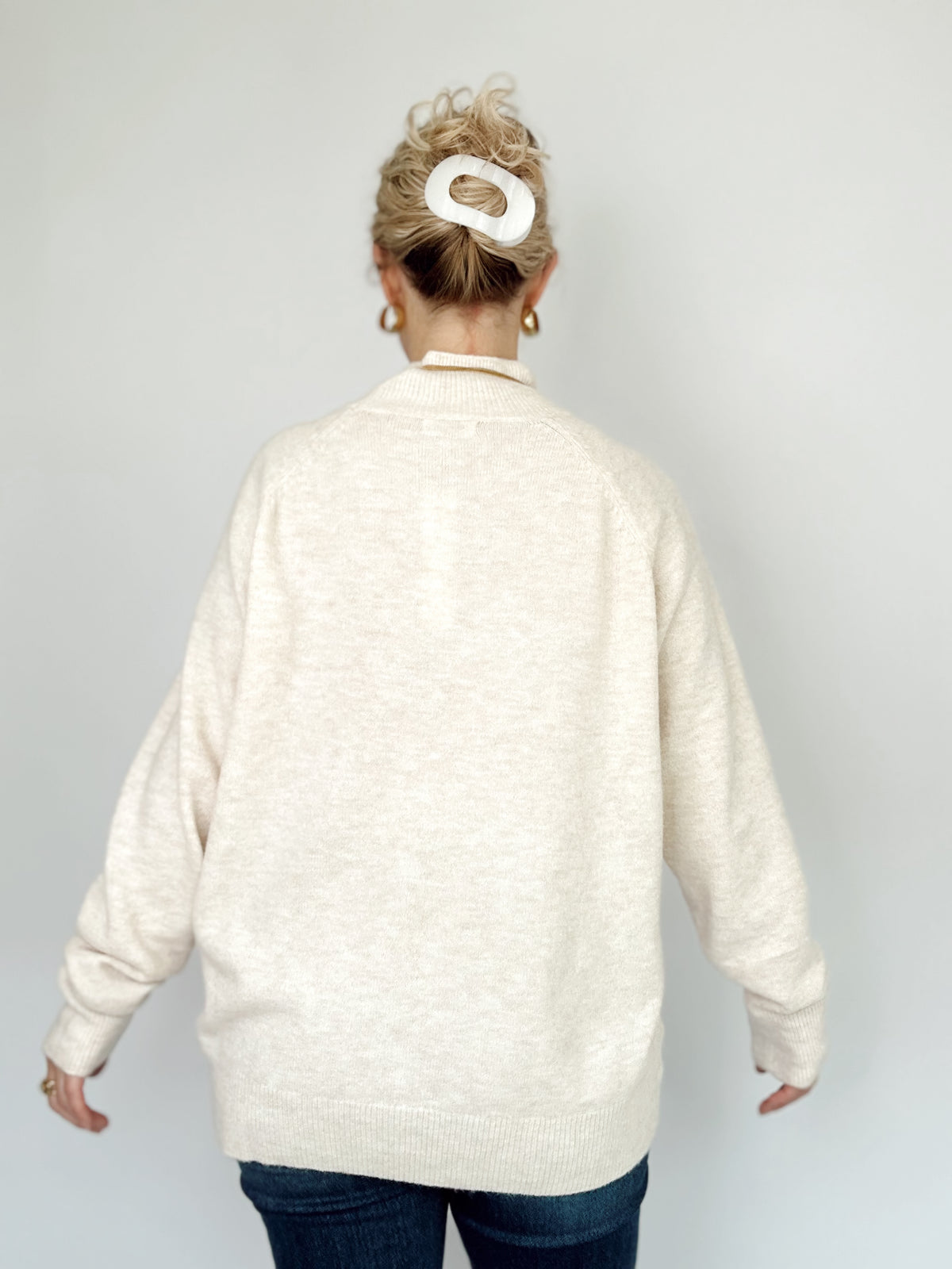 Everly Mock Neck Sweater Oatmeal