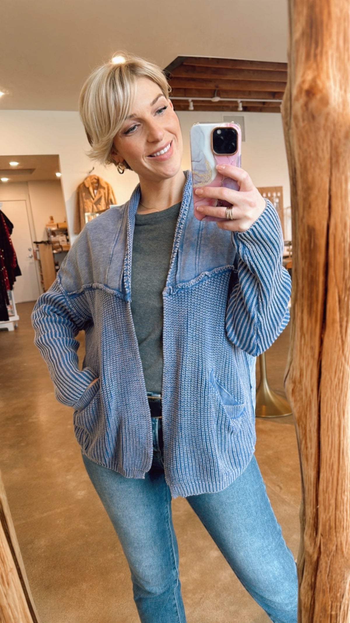 Hartley Cardigan, Washed Blue