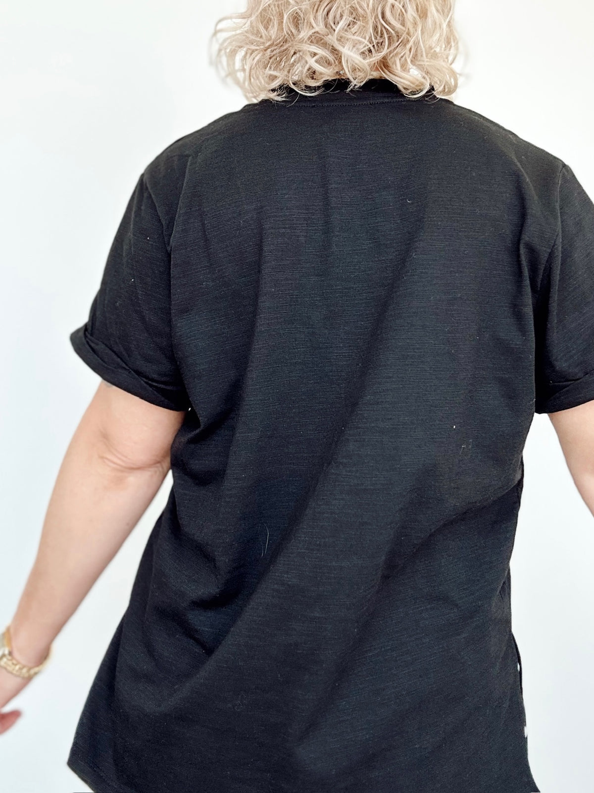 Sydney V-neck Short Sleeve Top Black