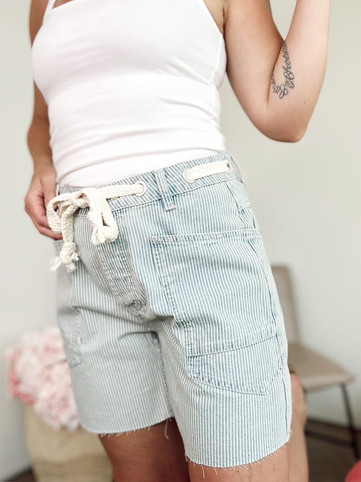 Marsha Barrel Shorts Denim Stripe