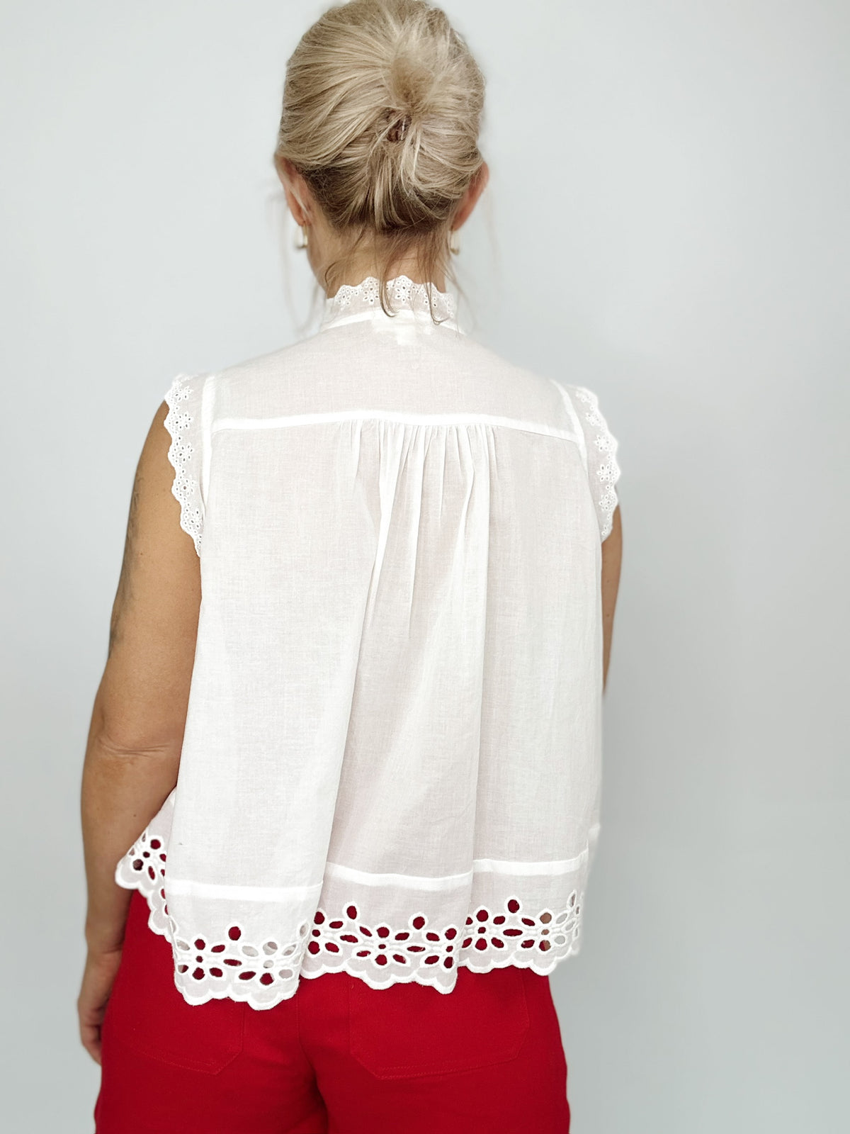 Jasmine Eyelet Sleeveless Blouse