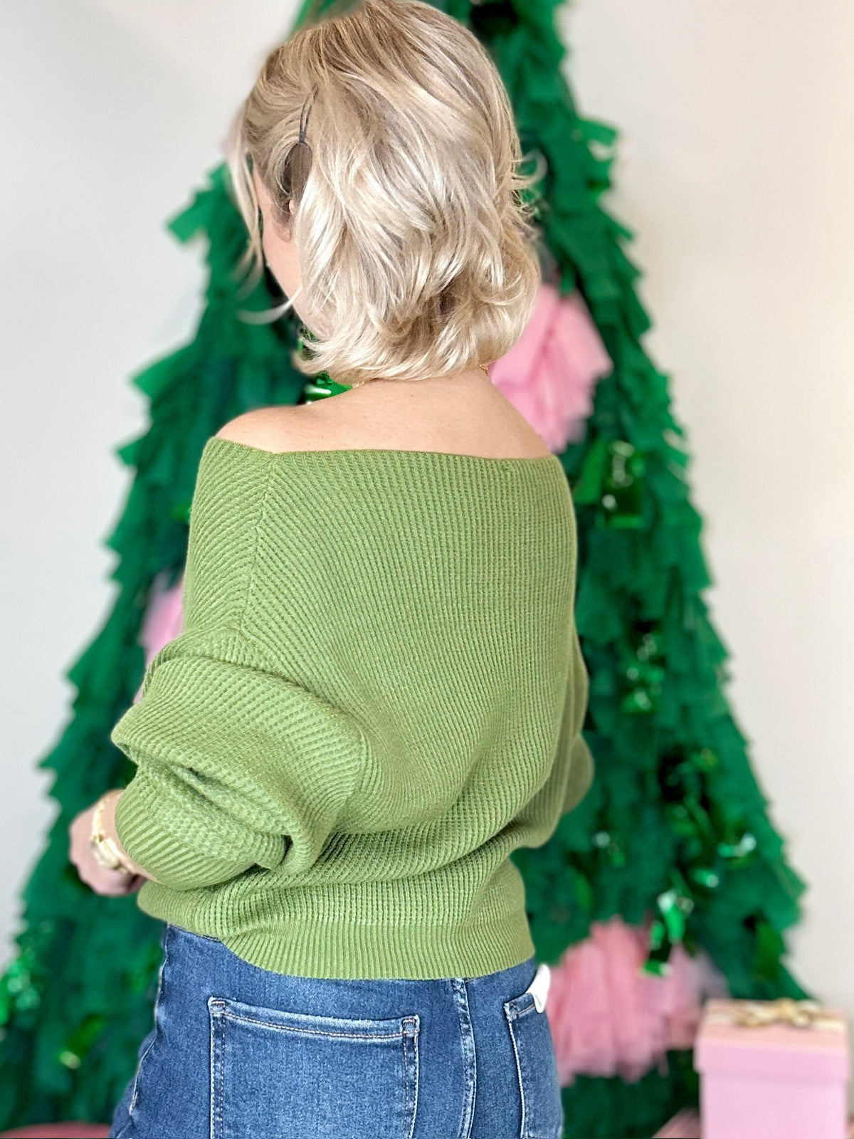 Marie Off Shoulder Top Olive
