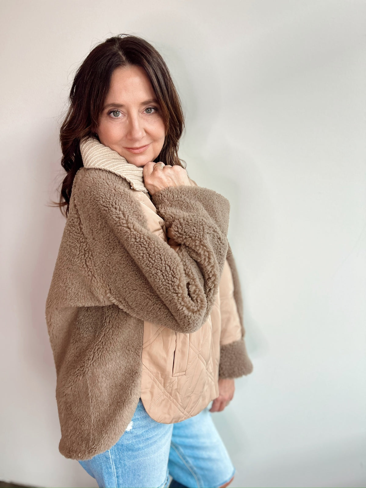 Hillary Quilted Sherpa Combo Jacket