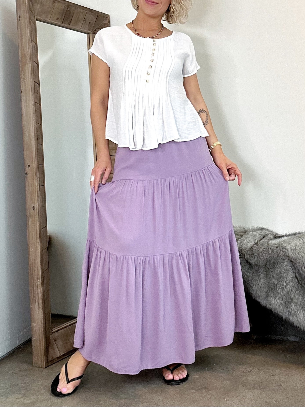 Lucy Tiered Maxi Skirt Iris