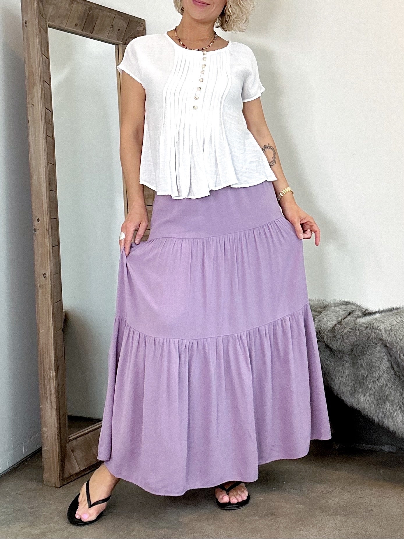 Lucy Tiered Maxi Skirt Iris