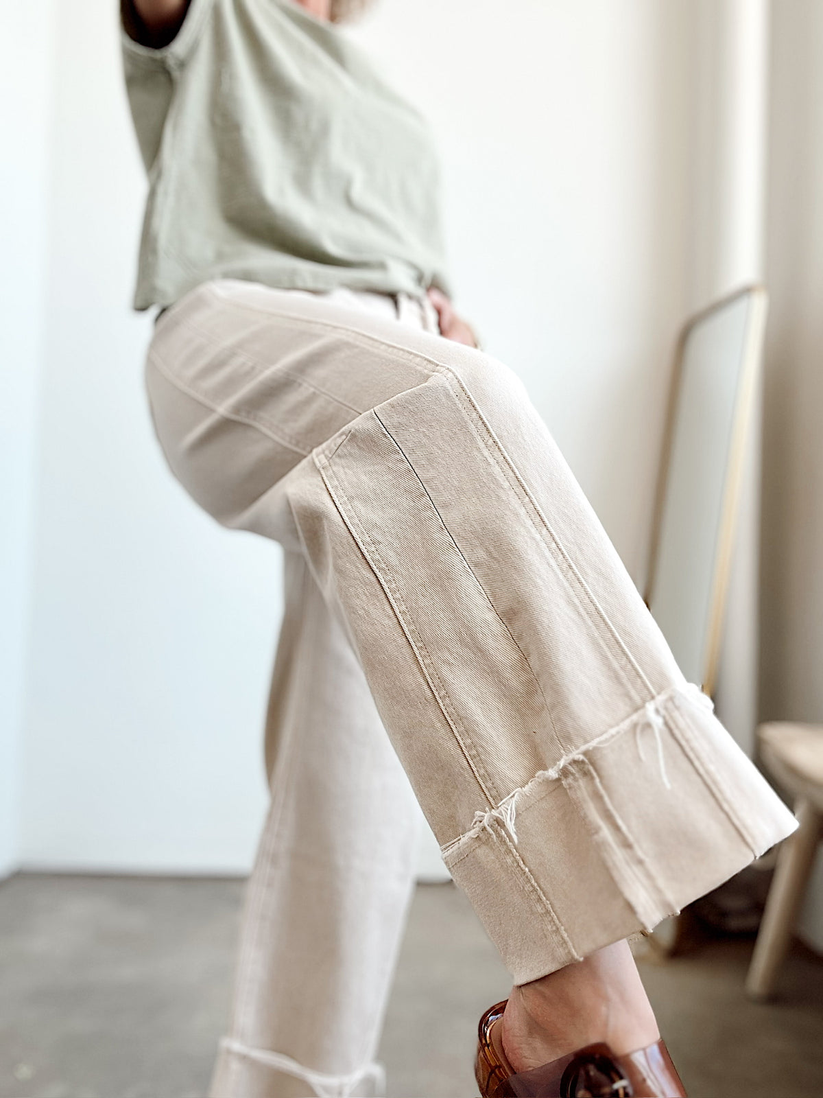 Beth High Rise Crop Cuffed Barrel Jeans