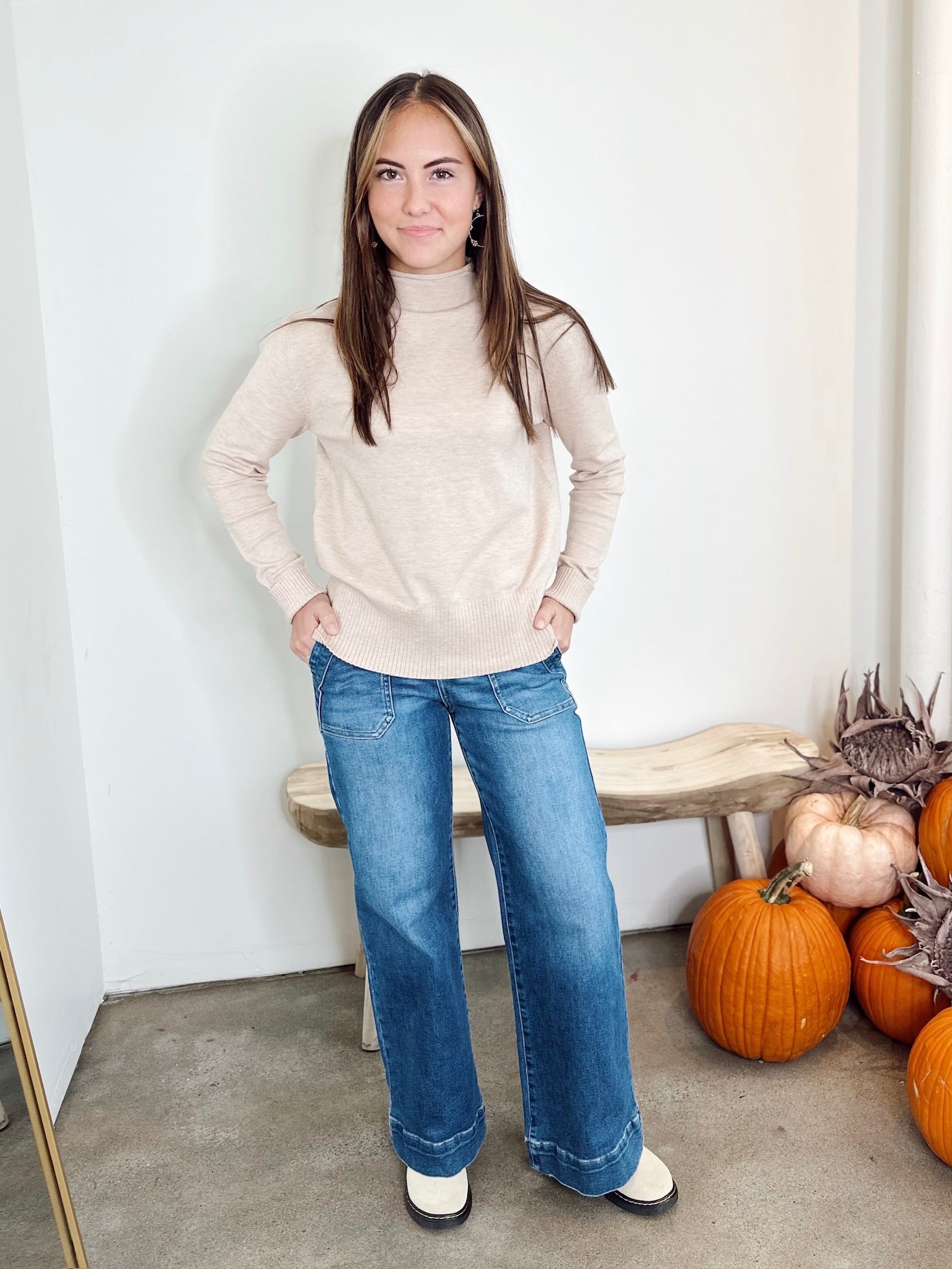 Nicole Mock Neck Sweater Oatmeal