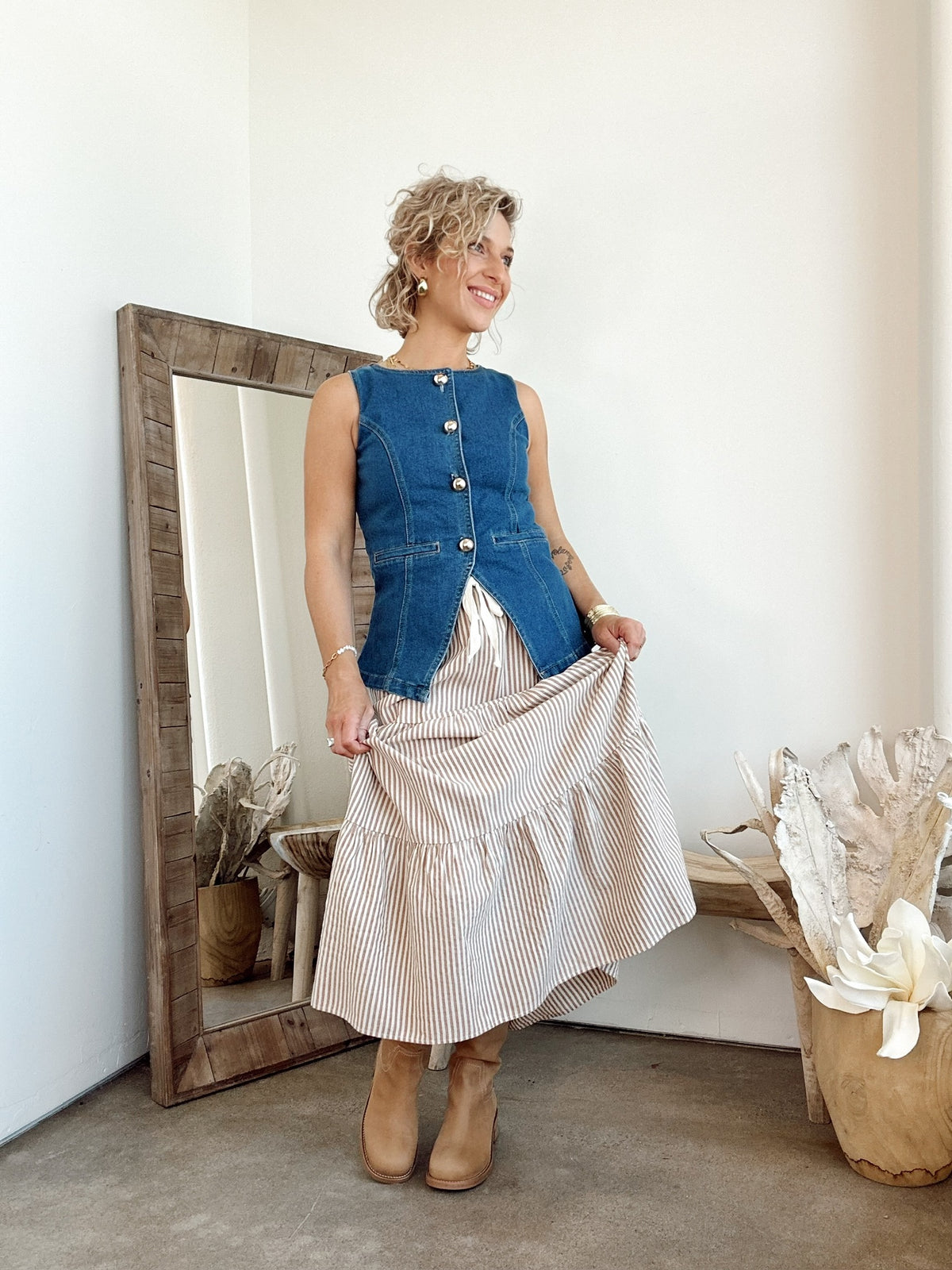 Dede Button Down Denim Vest