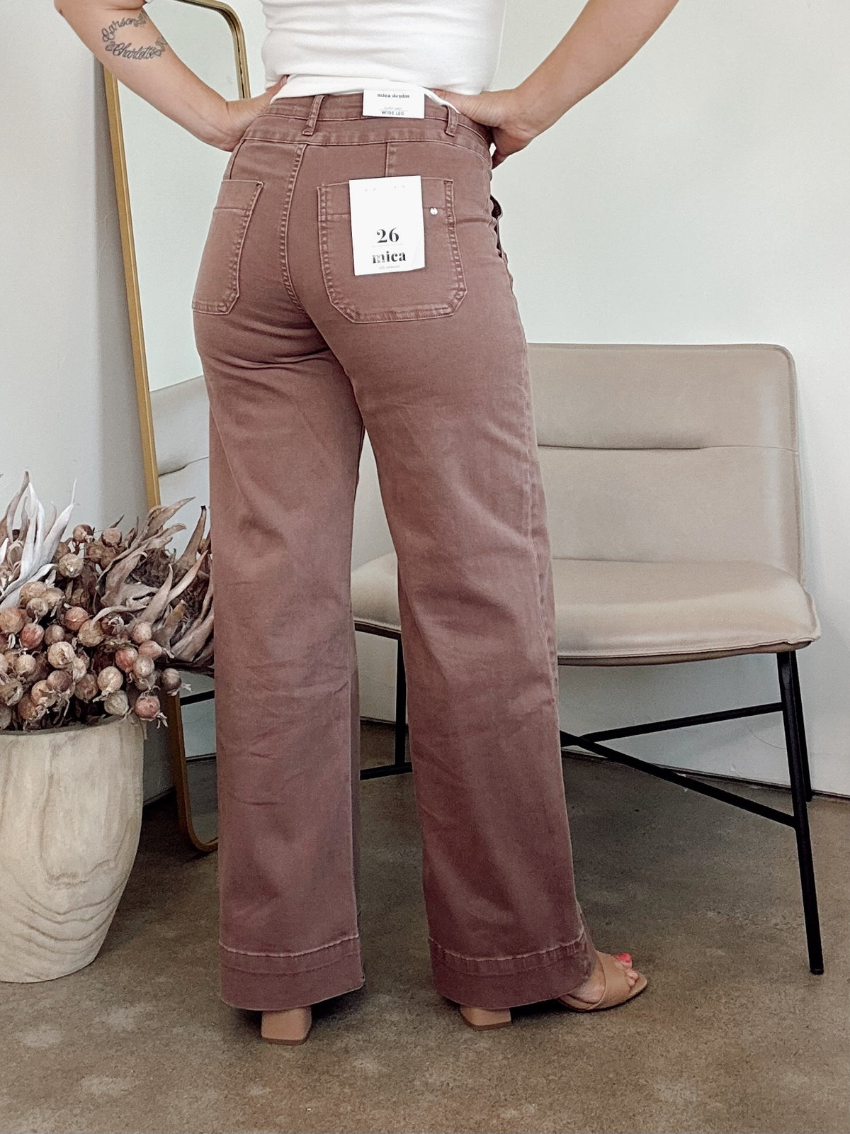 Dina High Rise Wide Leg Pants Cocoa