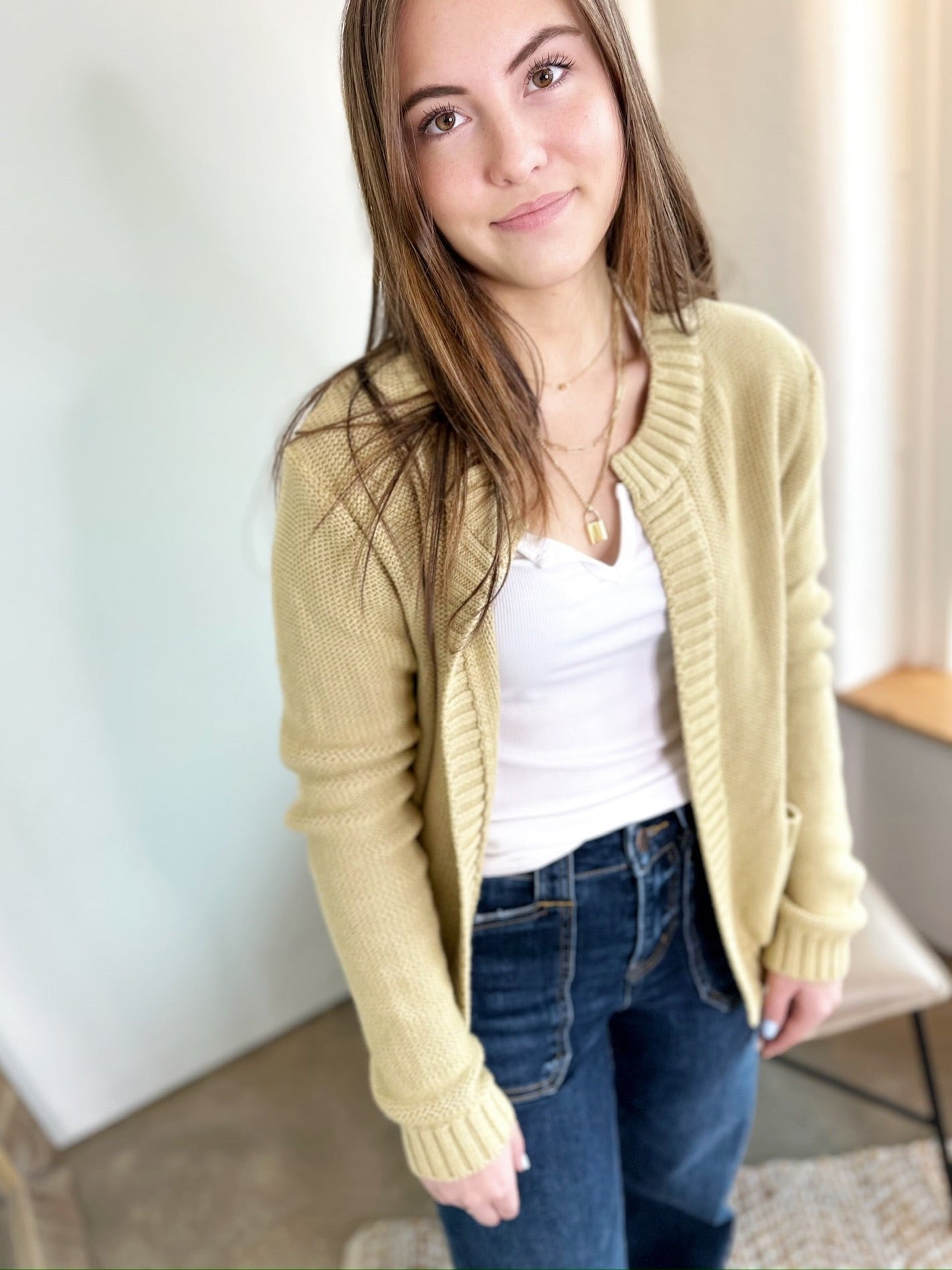 Hannah Knit Cardigan Dijon