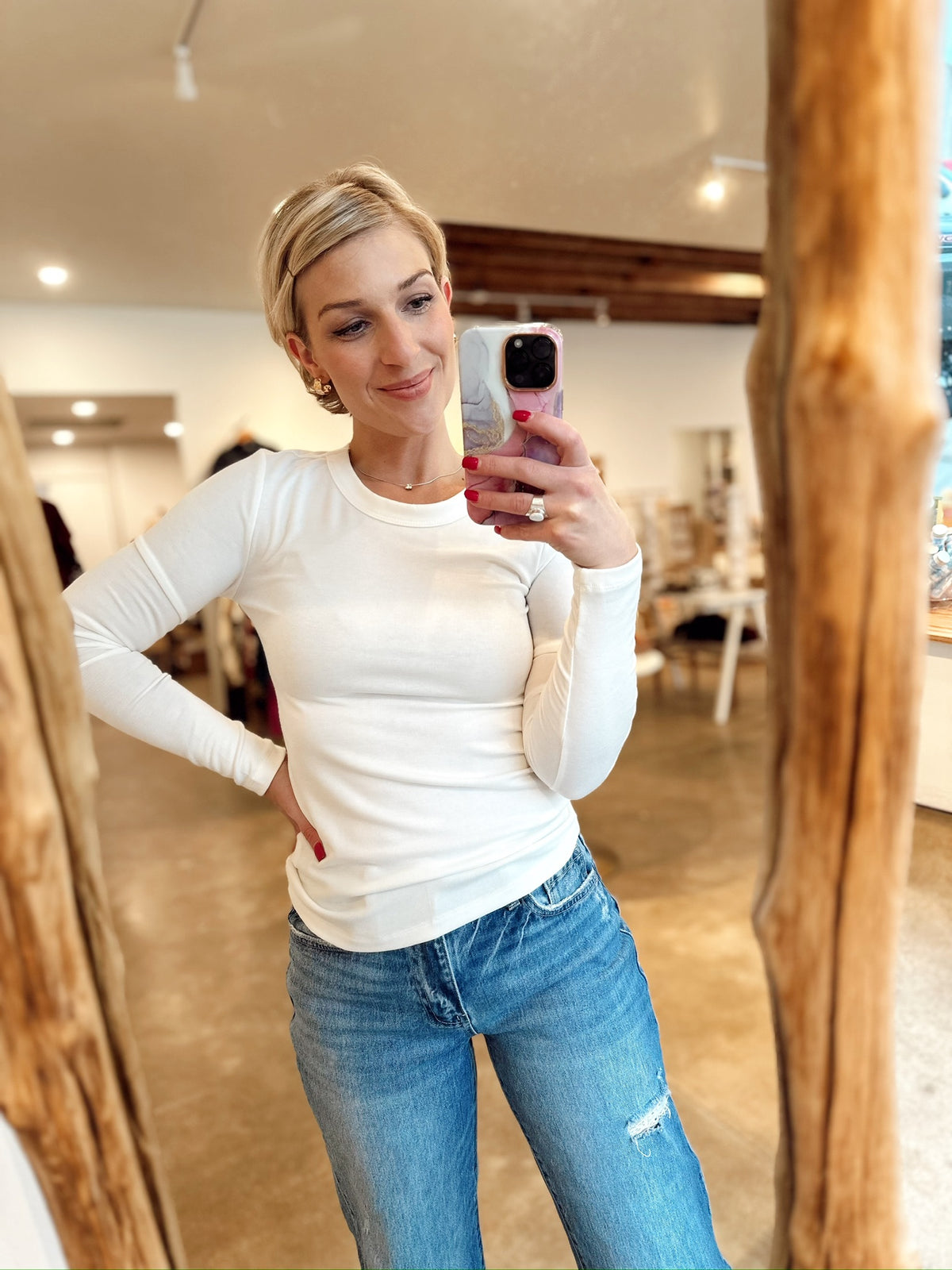 Callista Long Sleeve Top Ivory