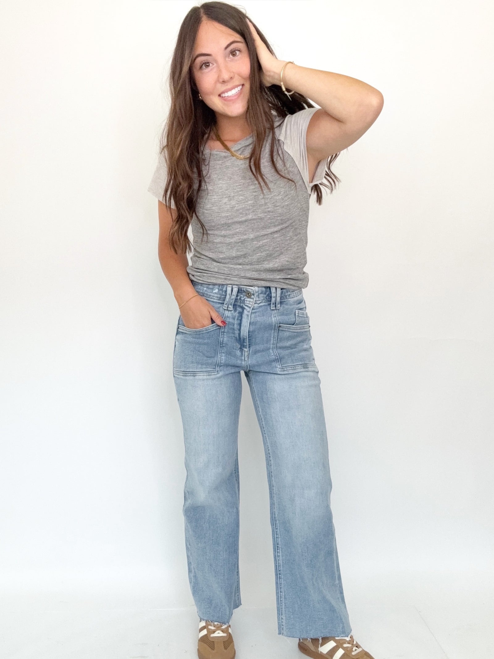 Alexia Ribbed Top Charcoal/Grey