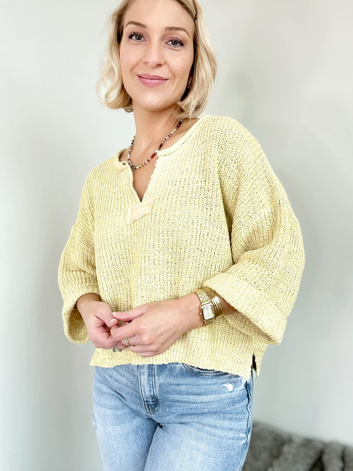 Clara Cropped Sweater Yellow