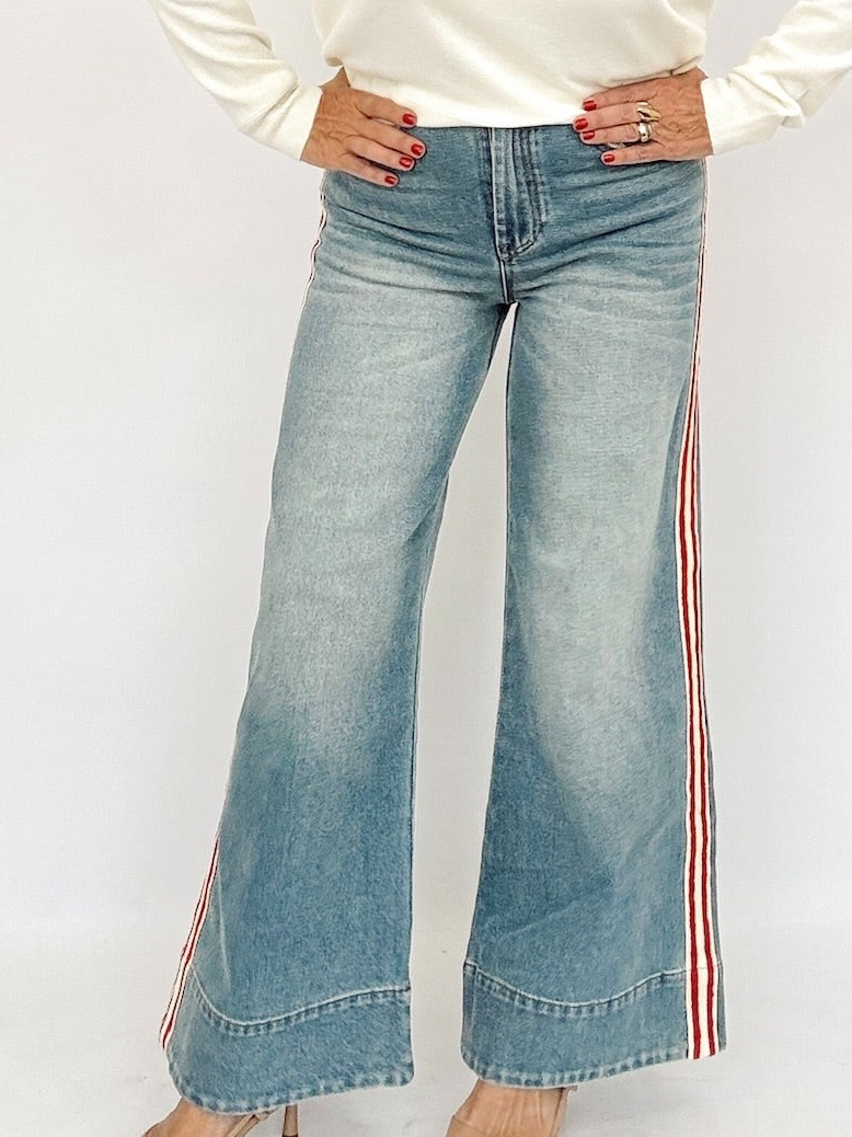 Harper Side Stripe Wide Leg Jeans