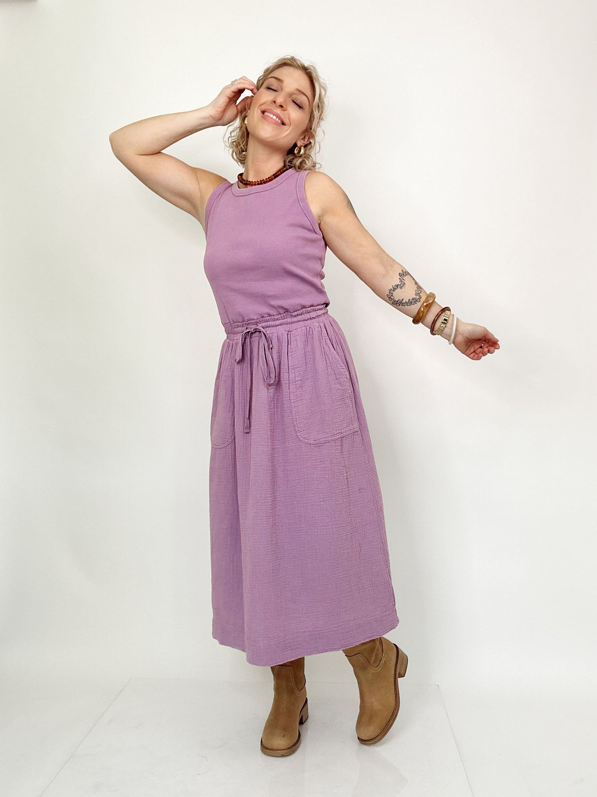 Rae Tank Dress With Gauze Skirt