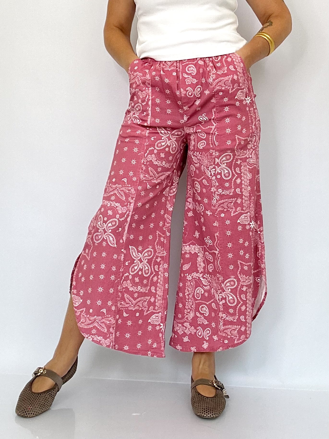Nyla Tulip Washed Jeans Marsala Paisley