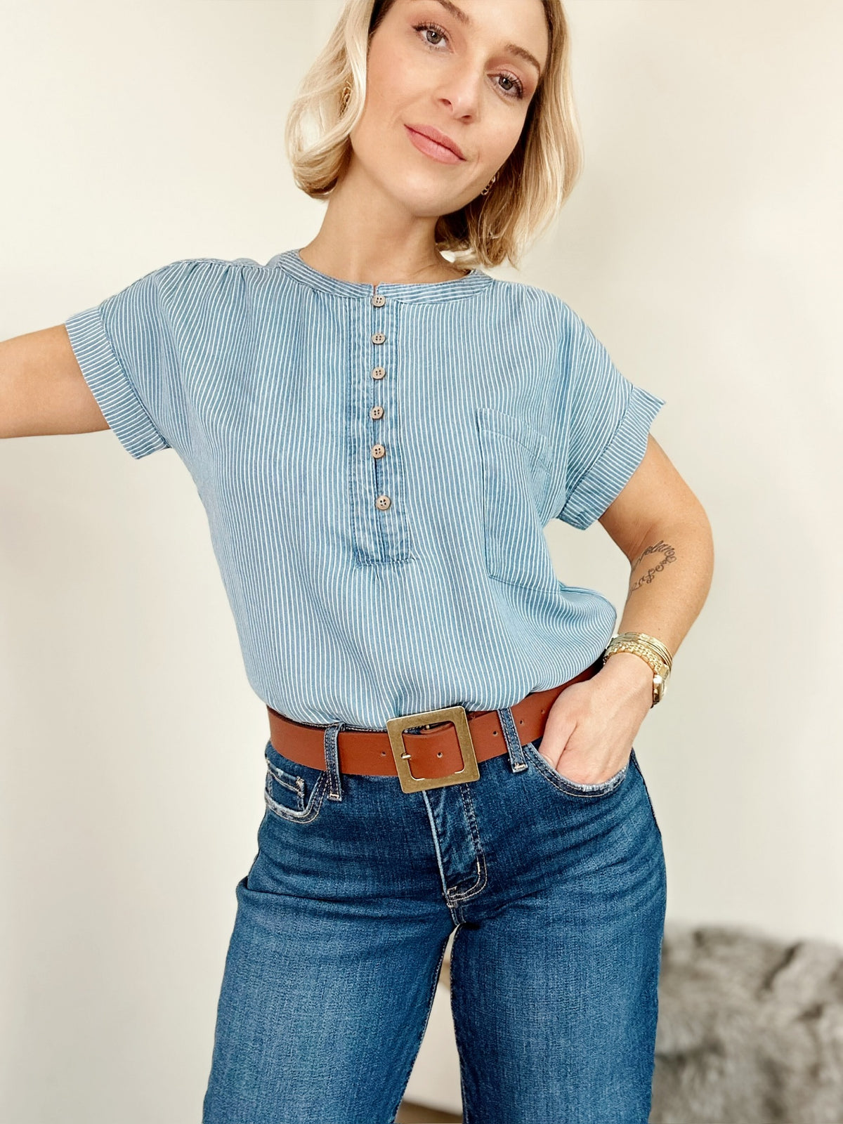 Rachel Chambray Stripe Top