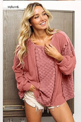 Melodie Mixed Top Mauve