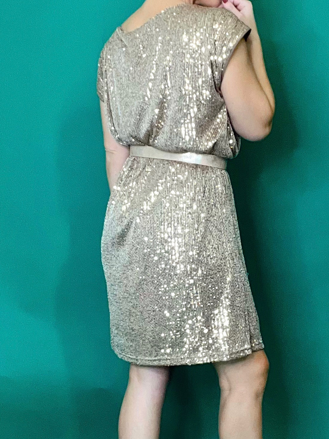 Justina Sequin Shift Dress Cocoa / M Justina Sequin Shift Dress Cocoa / M