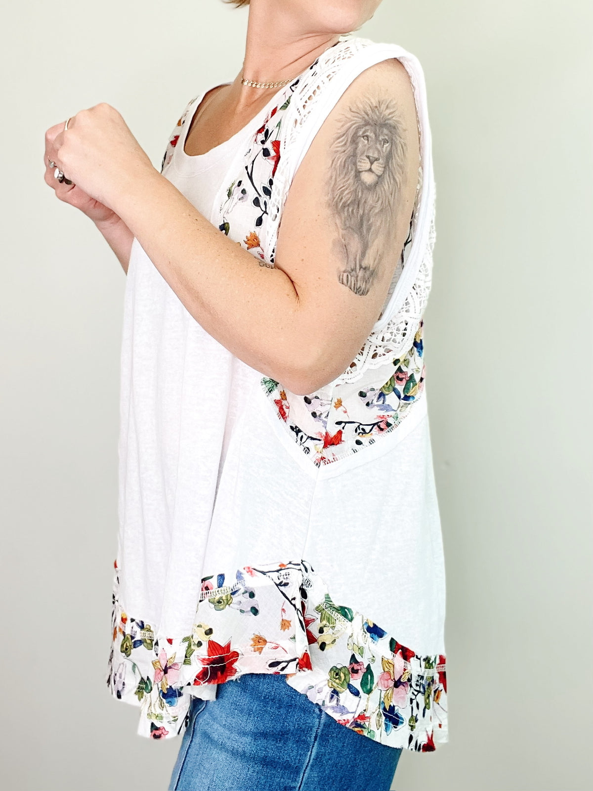 Roxanne Floral Top Off White