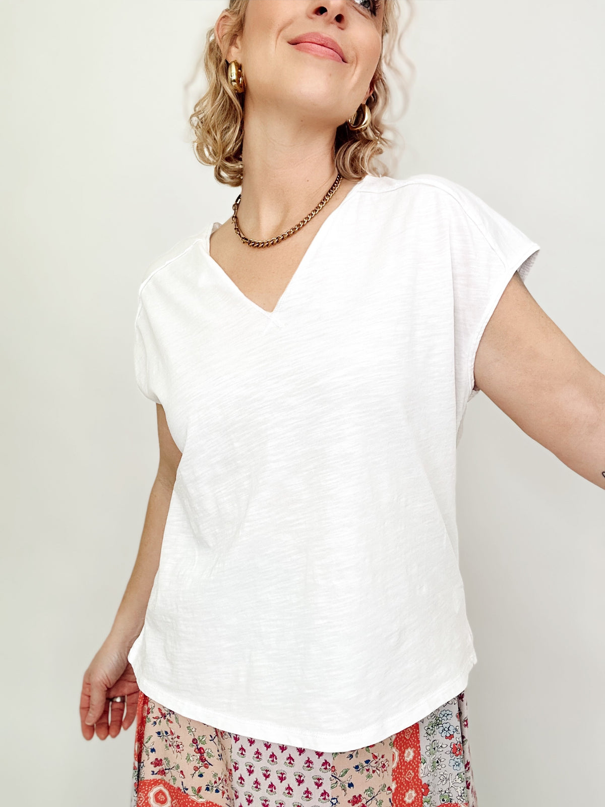 Terri Oversize Slub Tee Off White