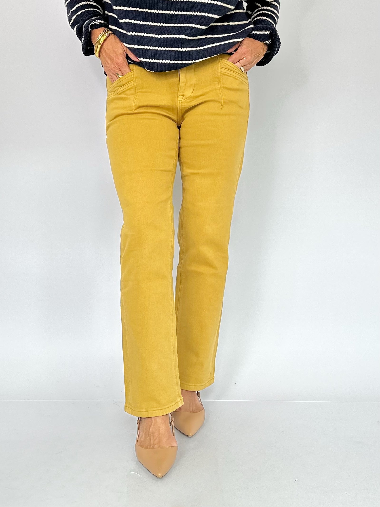 Mandy Mid-rise Straight Jeans Mustard