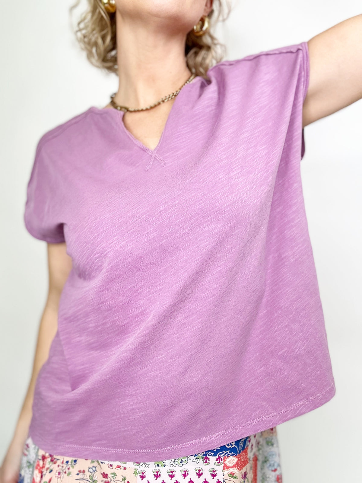 Terri Oversize Slub Tee Dahlia