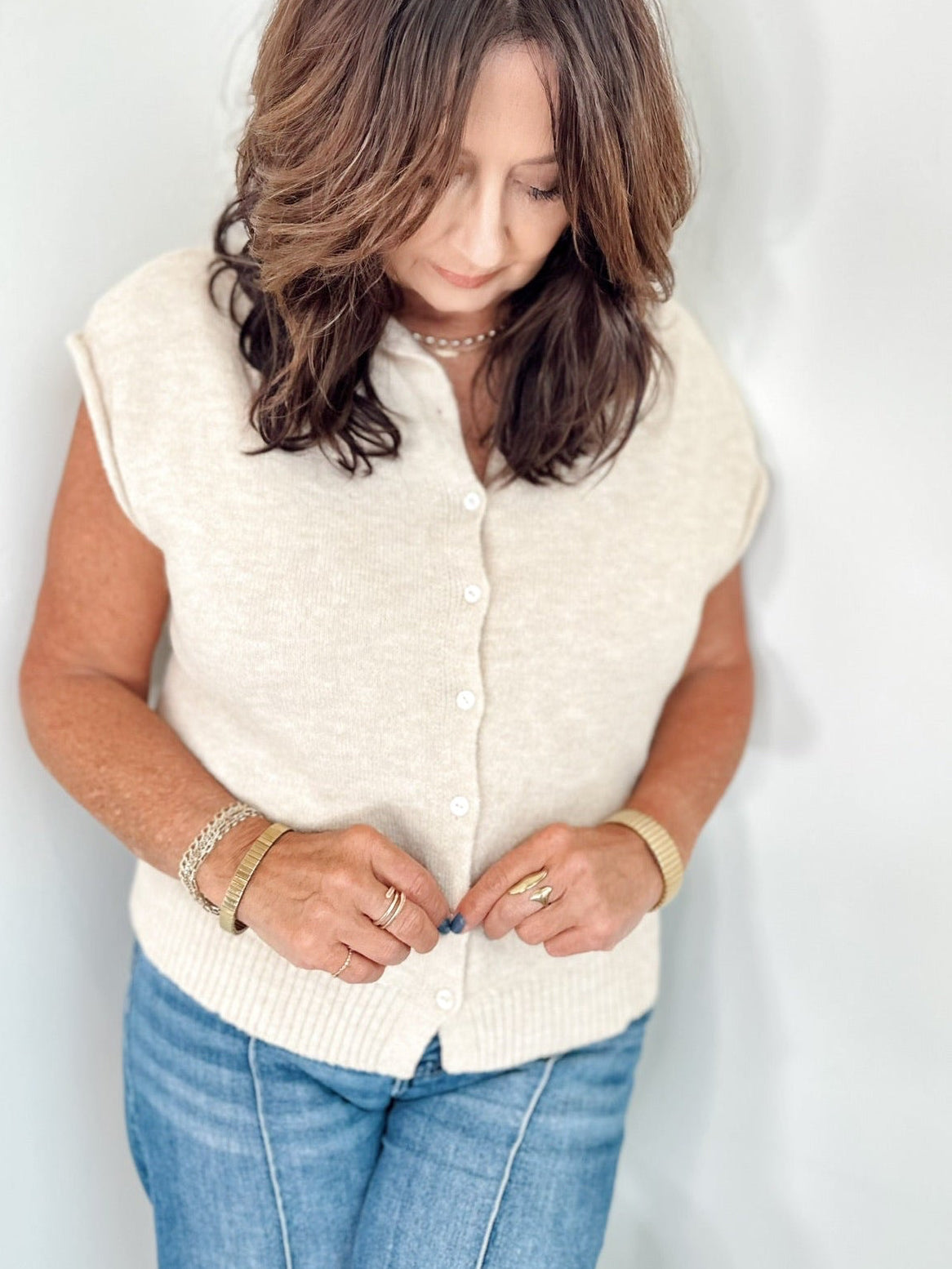 Piper Vest Cardigan Natural