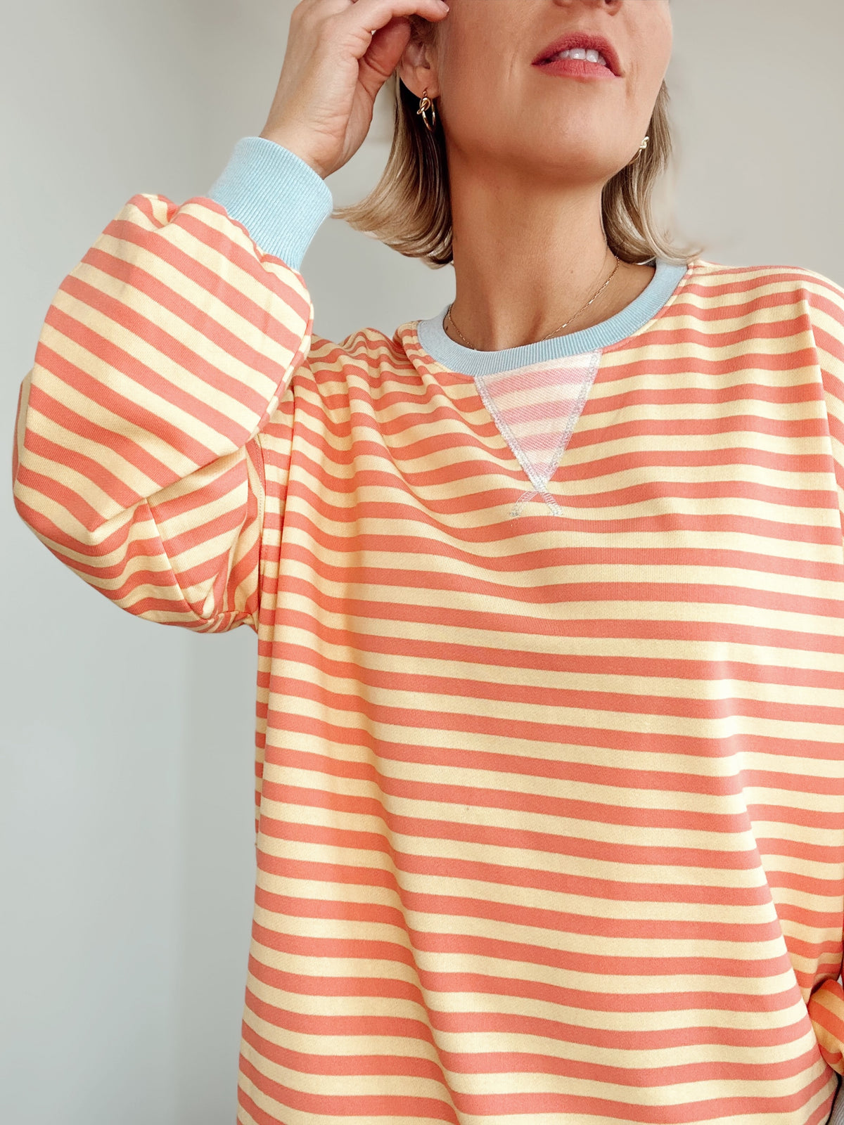 Kodi Striped Sweatshirt Coral/Yellow