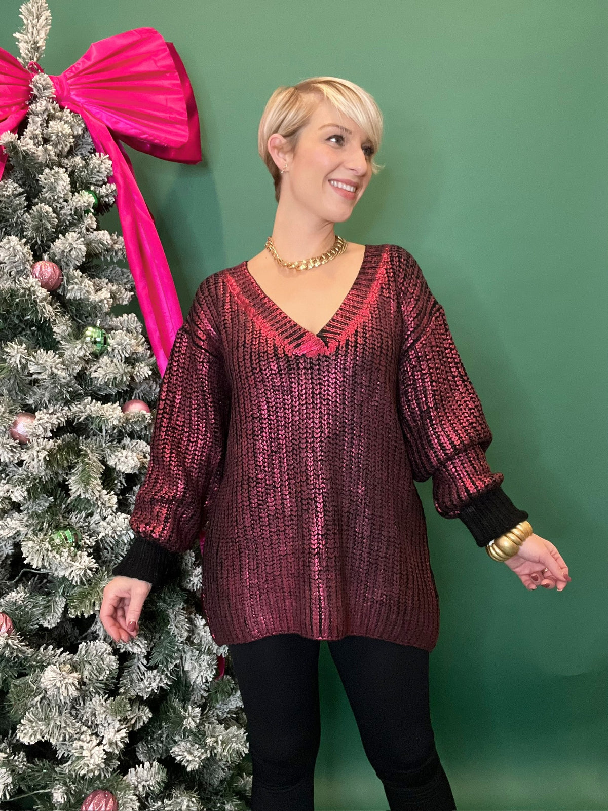 Kaitlyn Metallic Sweater Top