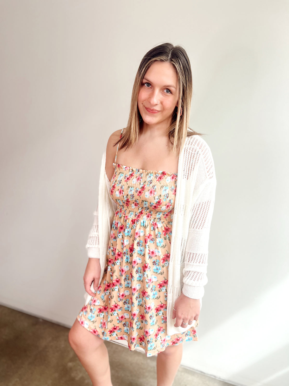 Tori Floral Mini Dress, Peach (Copy)