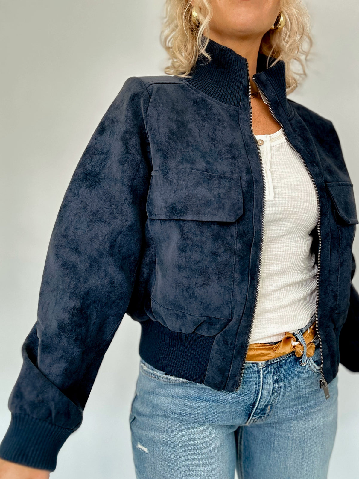 Candace Suede Jacket Navy
