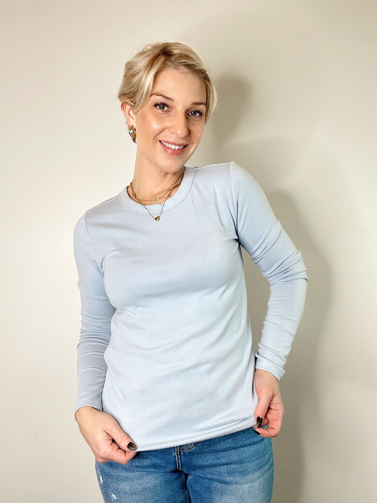 Callista Long Sleeve Top Sky